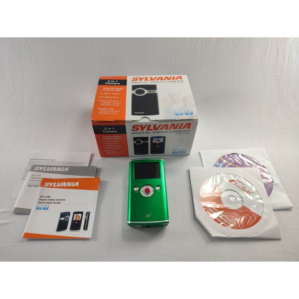 Sylvania DV-2100 Digital Video Camera Green 2-in-1 Still & Video Camcorder W Box